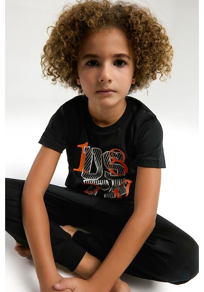 U.s. Polo Assn. Erkek Çocuk Siyah Kısa Kol Pijama Takım Siyah