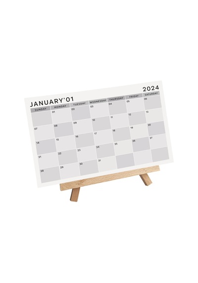 Amerikan Standardı 2027 Masa Takvimi Pazar Günü Başlangıç ,ahşap Şövale Takvim, Grinin Tonları 2027