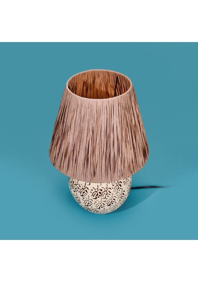 Safirr Light Holbeak Seramik Abajur - Bej - 35x35x25 Cm Çok Renkli