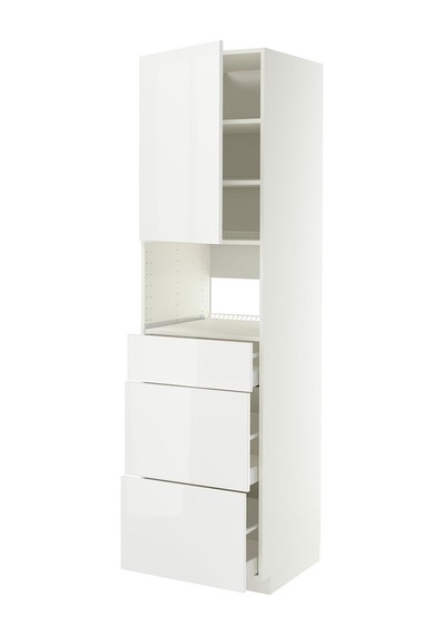 Fırın-mikrodalga Fırın Boy Dolabı, Rınghult Beyaz, 60x60x220 Cm, 1 Kapaklı Ve 3 Çekmeceli Fırın-mikrodalga Fırın Boy Dolabı, Rınghult Beyaz, 60x60x220 Cm, 1 Kapaklı Ve 3 Çekmeceli