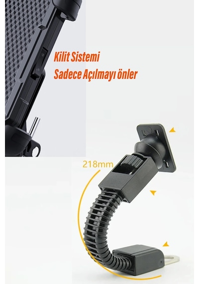 Diğer - Motosiklet Aynaya Takılan Telefon Tutucusu Bisiklet Scooter Ayna Bağlantılı Telefon Tutucu Siyah