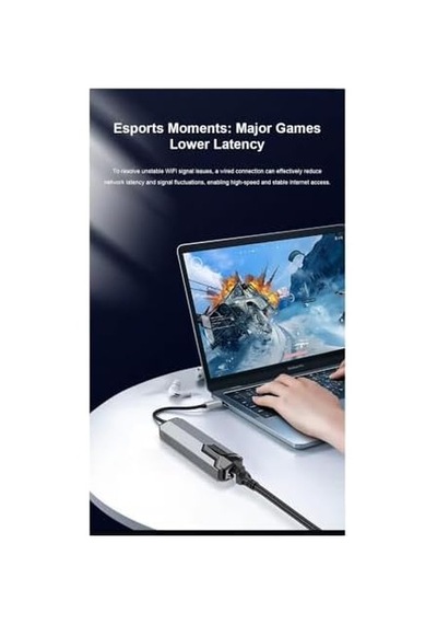 Usb-c To Gigabit Ethernet Adaptör 3 Port Usb 3.0 Hub + Pd Şarj Destekli Çoklayıcı, 1000 Mbps Rj45 Kablolu İnternet, 5gbps Veri Aktarımı Zr1158