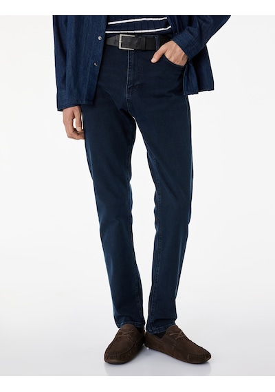 Koton Pamuklu Normal Bel Slim Fit Jean Pantolon - Brad Jean Koyu İndigo 6sam40279nd