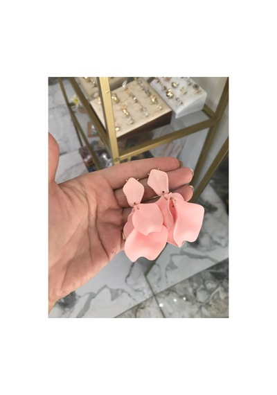 Marka Yaprak Model Küpe Pembe