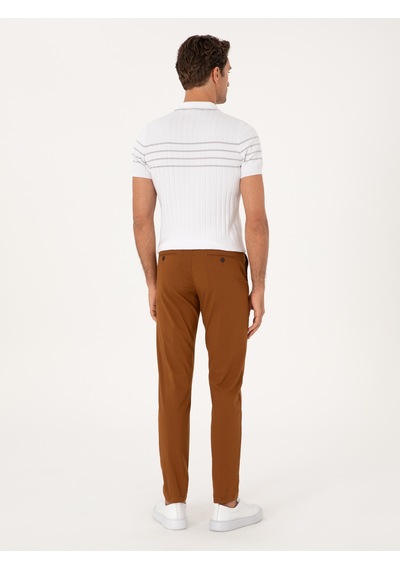 Cacharel Açık Kahverengi Slim Fit Pamuk Karışımlı Kanvas Pantolon