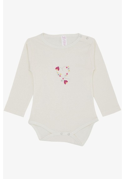 Breeze Kız Bebek Çıtçıtlı Zıbın Body Uğur Böceği Baskılı Çiçekli 9 Ay-3 Yaş, Ekru-ekru Ekru