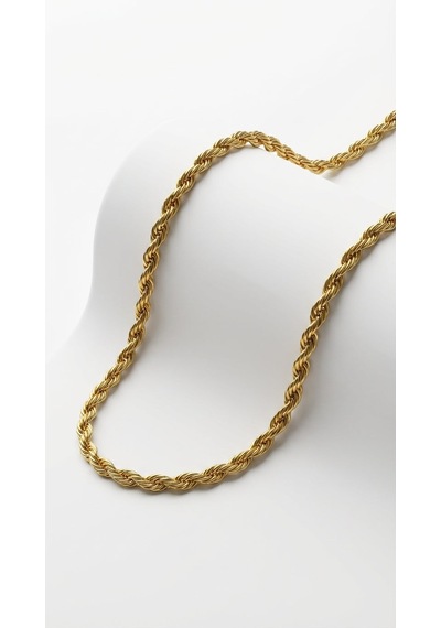 Long Aurea Twist Rope Kolye Krem