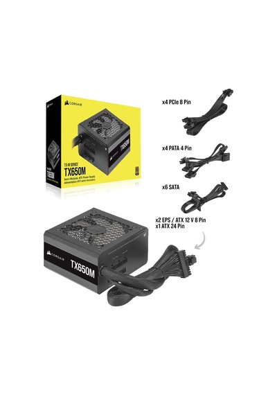 Corsair TX650M 2021 650 W 80+ Gold Yarı Modüler Güç Kaynağı