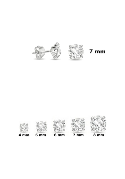 925 Ayar Gümüş Kadın Zirkon Taşlı 7 Mm Tektaş Küpe St419 Beyaz
