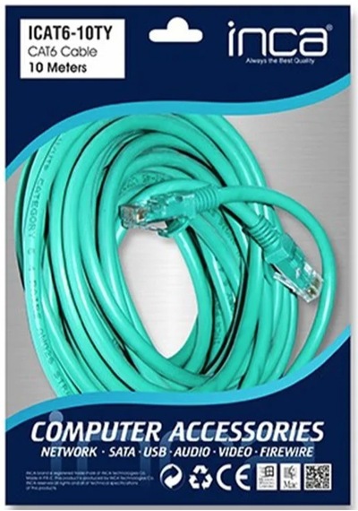Inca Cat 6 26 Awg 10 Metre Yeşil Ethernet Kablosu