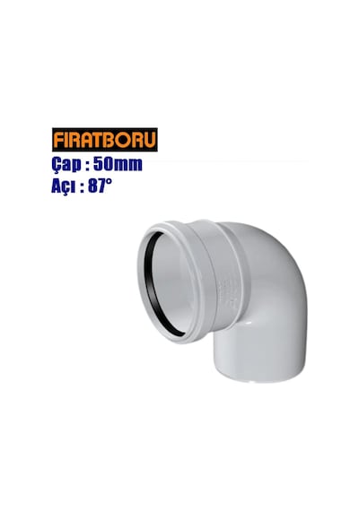Fırat Pvc Kapalı Dirsek 50x87, Pvc Dirsek 87 Kapalı, 1 Adet