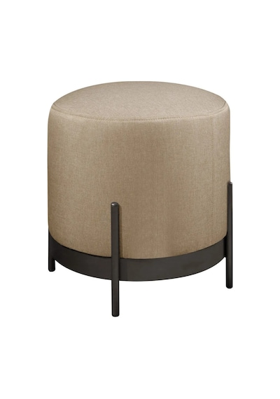 Ella Mio Puf, Metal Halkalı Puf, Makyaj Oturağı ,puf Bench Montajsız Oturak Siyah Metal Ayaklı Cappuccino