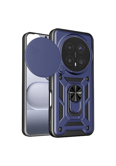 Caseonn Honor Magic 8 Pro Kılıf Sürgülü Kamera Korumalı Yüzüklü Mıknatıslı Tank Kapak Lacivert