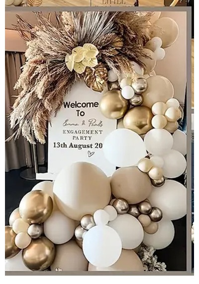Beysüs Balon Zinciri Seti 67 Parça Soft Renkler Gold Krom Deniz Kumu Mat Beyaz Zincir Ve Balon Bandı Karışık