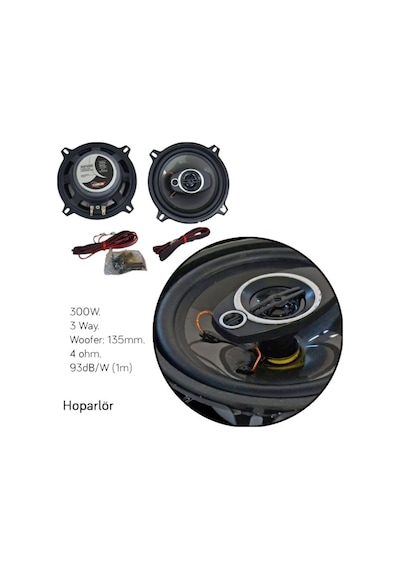 Carub Oto Hoparlör Seti 13cm 5 İnç 300W 3 Yollu Koaksiyel Kapaksız Otomobil Ses Sistemi 2li Takım