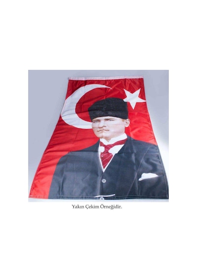 70x105cm Alpaka Kumaş Türk Bayrağı Ve 100x150cm Raşel Kumaş Beyaz Kayı Boyu Iyı Sancak 2 Bayrak Set 1
