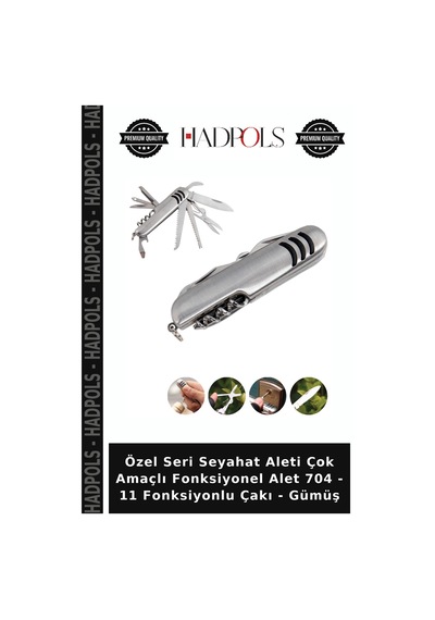 Özel Seri Seyahat Aleti Çok Amaçlı Fonksiyonel Alet 704 - 11 Fonksiyonlu Çakı - Gümüş