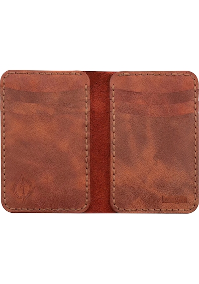 Twingold İsme Özel Dikey Mini Cüzdan - %100 Rainbow Deri - A010005 - Tobacco Tobacco