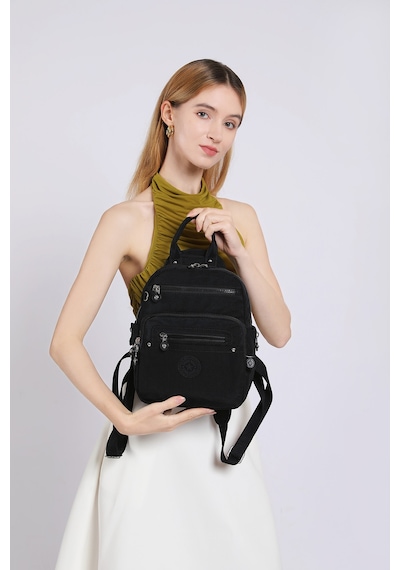 Smart Bags Günlük Küçük Boy Su Geçirmez Krınkıl Kumaş Kadın Sırt Çantası Siyah