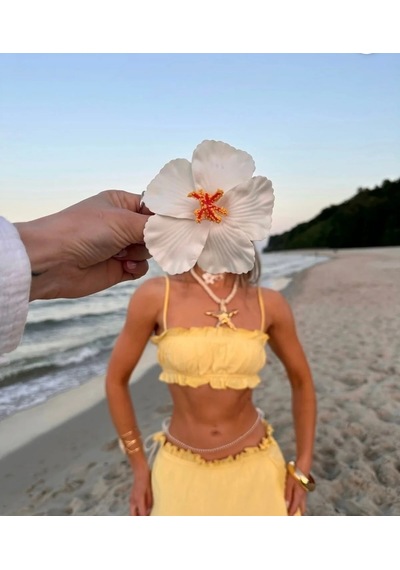 Hawaii Hibiskus Çiçekli Pens Toka - El Emeği Tropik Plaj Ve Günlük Saç Tokası Beyaz