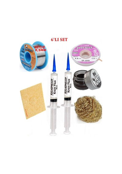 Lehimleme Seti 40 G 0,5 Mm Lehim Teli Cp-2015 Lehim Fitili Flux Lehim Toplama Havya Uc Temizleyici Seti Tk257