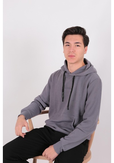 Five Pocket Fp24b2124 Erkek Kapşonlu Kanguru Cepli Sweatshirt Füme