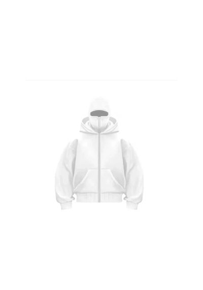 Barlashive Erkek Samuray Ninja Çift Kapşonlu Zıp Fermuarlı Kanguru Cepli Tam Fermuarlı Hoodie Swetshirt - Beyaz Çok Renkli