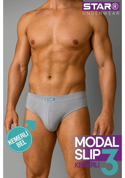 Modadua Star 109 Erkek 3'lü Modal Slip Gri