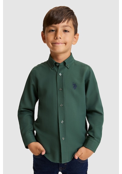 U.S. Polo Assn. Erkek Çocuk Koyu Yeşil Uzun Kollu Basic Gömlek 50324687-vr079 Koyu Yesıl