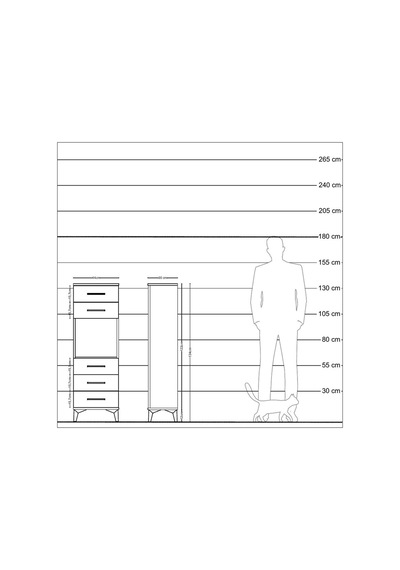 Arges Dolap Tek Raflı 5 Çekmeceli 44x30x134 Çam-çam Atlas Çam