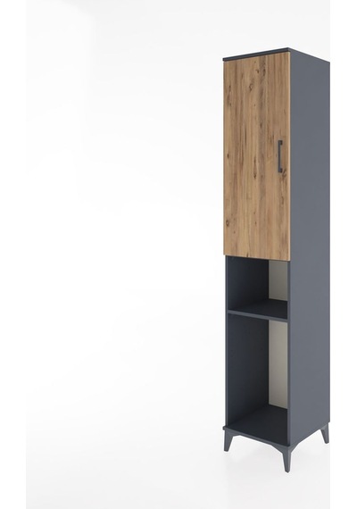 Hyperion Dolap 3 Raflı Tek Kapaklı Tek Askılı 44x44x221 Antra... Antrasit