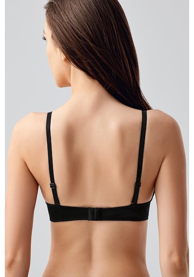 New Bra Kadın Push-up Etkili Destekli Saten Görünümlü Sütyen Siyah 7030 Siyah
