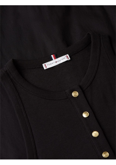 Tommy Hilfiger Gold Button Poplın Mıx Dress Kadın Siyah Elbise - Ww0ww49628