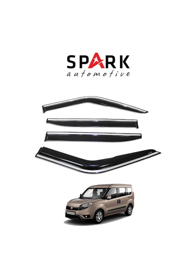 Fiat Doblo 2015-2022 Yıl Aralığı Uyumlu Cam Rüzgarlığı Kromlu 4 Parça Siyah