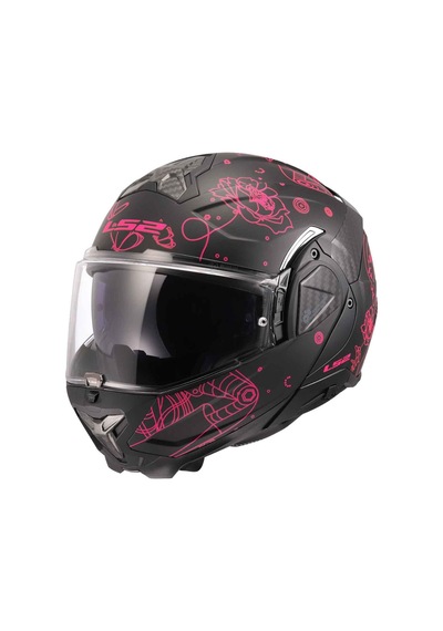 Ls2 Advant 2 Sophia Çene Açılır Kask Siyah - Pembe