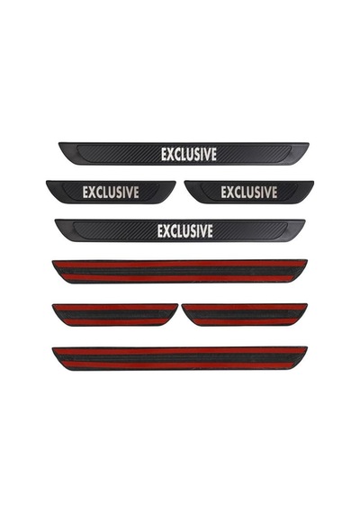 Universal Exclusive Kapı Eşiği Krom Abs Siyah Karbon Kaplama 4 Parça