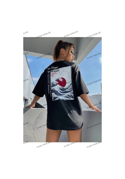 Startmore Kadın Japanese Sırt Baskılı Siyah