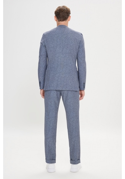 Ac&co Erkek Lacı Slim Fit Mono Yaka Beli Bağlamalı Desenli Takım Elbise