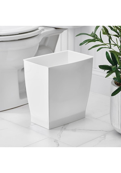 Lexroo White - Mono Wastebasket Trash Can - Rectangular, White Çok Renkli