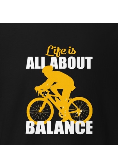 Wildstyle This Is All About Balance Bisiklet Denge Yol Baskılı Unisex Bisiklet Yaka Pamuklu Tişört Siyah