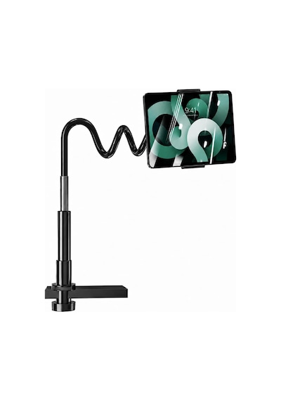 Coverzone Esnek Kollu Telefon Ve Tablet Standı,ent 360 Döner Ayarlanabilir Masa Kelepçesi, Magnezyum Alaşımlı Bükülebilir Gövde, Kaymaz Silikon Ve Eva Pedli, İpad Pro Uyumlu Yk-21