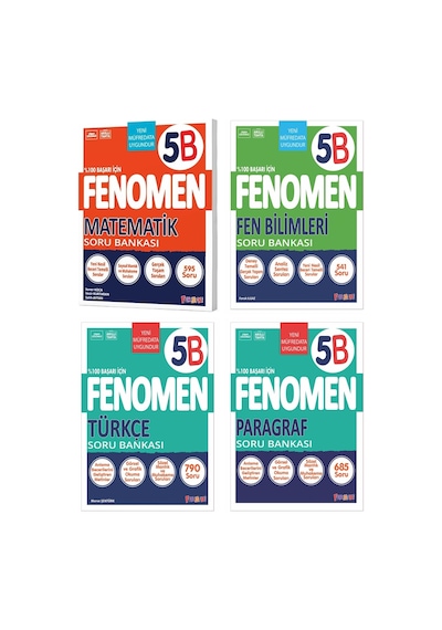 Fenomen Okul 2027 5. Sınıf Matematik + Türkçe + Fen + Paragraf B Serisi Soru Seti 4 Kitap Güncel Müfredat Maarif Model