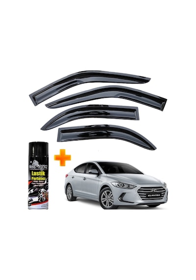 Hyundai Elantra Mügen Cam Rüzgarlığı 2016-2020 Arası 4 Lü Takım +500ml Lastik Parlatıcı