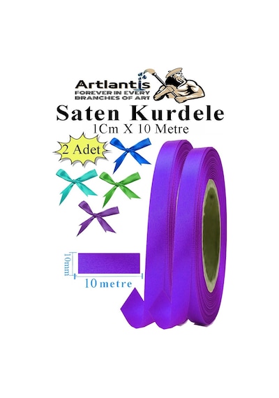Mor Kurdele Saten 1 Cm 10 Metre 2 Adet Saten Kurdela Parlak Hediye Ve Süsleme Şeridi Süs Paketleme Çiçek Saç El