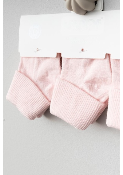 Bebitof 3 Çift Bebek Pamuklu Kıvırmalı Soket Çorap Pembe Bbtf.413.çrp.pmb