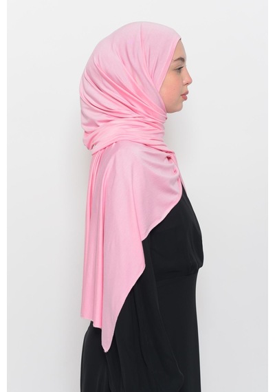 Altobeh Hazır Pratik Geçmeli Lüks Düz Penye Şal Eşit Hizalı Açık Pembe