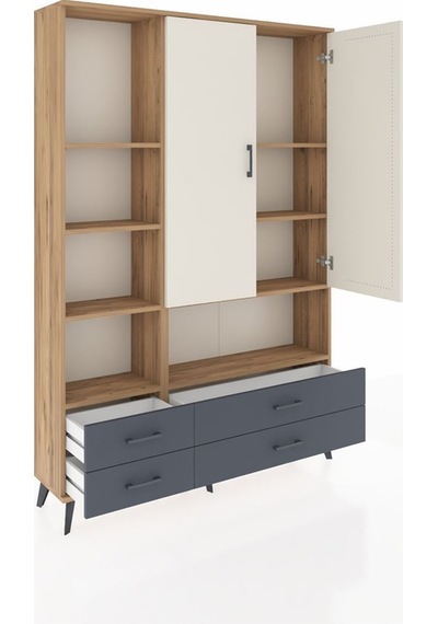 Arges Dolap 8 Raflı 4 Çekmeceli 2 Kapaklı 132x30x195 Çam-aytaşı/antrasit Aytası/antrasıt Arges Dolap 8 Raflı 4 Çekmeceli 2 Kapaklı 132x30x195 Çam-aytaşı/antrasit Aytası/antrasıt