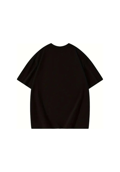 Thousand Baskılı Oversize Bisiklet Yaka T-shirt - Siyah Siyah