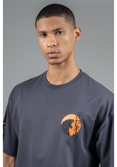 Maraton Sportswear Oversize Erkek Bisiklet Yaka Kısa Kol Basic Antrasit T-shirt 23243-antrasit