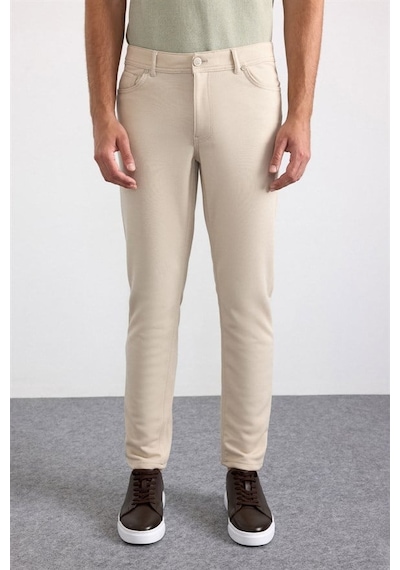 Süvari Bej Slim Karışık Desen Armürlü Normal Bel Casual Pantolon Pn2020500767-bj3